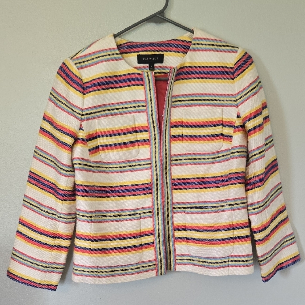 Talbots Woven Multicolor Stripe Blazer Size 4